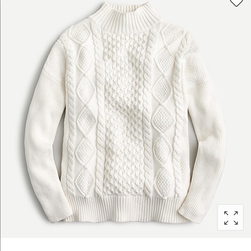 BLACK JCREW Swingy cable-knit mockneck sweater
